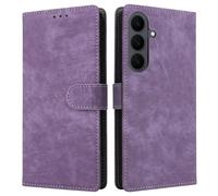LMFULM® Étui pour Samsung Galaxy S26 FE/SM-S741 (6,7 Pouces) PU Cuir Couverture Brosses Antivol Portefeuille Coque Fermeture Magnétique Support Protection Housse Retro Givré Violet