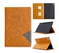 LMFULM® Étui pour Samsung Galaxy Tab S5e SM-T720 / T725 (10,5 Pouces) PU Cuir Poche Cas Flip Coque Protection avec Veille/Sommeil Housse Stand Case Cool Polygon Jaune