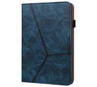 LMFULM® Étui pour Samsung Galaxy Tab S7+ SM-T970/T975 (12,4 Pouces) PU Cuir Poche Cas Flip Coque Protection avec Stand Housse Case Rétro Rayures Bleu