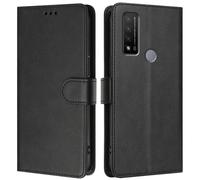 LMFULM® Étui pour TCL 20R T767H (6,52 Pouces) PU Cuir Couverture Portefeuille Coque Fermeture Magnétique Flip Case Support Protection Housse Noir