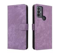 LMFULM® Étui pour TCL 30 E / 30 SE 6165H (6,52 Pouces) PU Cuir Couverture Brosses Antivol Portefeuille Coque Fermeture Magnétique Support Protection Housse Retro Givré Violet