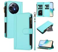 LMFULM® Étui pour TCL 50 NxtPaper / 50 Pro NxtPaper (T702D, T803D) (6,8 Pouces) Lanière PU Cuir Couverture Eclair Portefeuille avec Support Coque Neuf Fente Protection Housse Vert Menthe