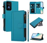 LMFULM® Étui pour TCL 50 SE / 40 NxtPaper (T611B, T612B) (6,78 Pouces) Lanière PU Cuir Couverture Eclair Portefeuille avec Support Coque Neuf Fente Protection Housse Bleu Lac