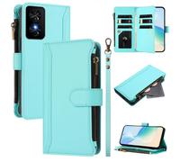 LMFULM® Étui pour TCL 50 SE / 40 NxtPaper (T611B, T612B) (6,78 Pouces) Lanière PU Cuir Couverture Eclair Portefeuille avec Support Coque Neuf Fente Protection Housse Vert Menthe