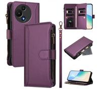 LMFULM® Étui pour TCL 60 SE NxtPaper T521K (6,7 Pouces) Lanière PU Cuir Couverture Eclair Portefeuille avec Support Coque Neuf Fente Protection Housse Violet