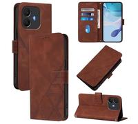 LMFULM® Étui pour TCL K70 4G / K70 Power 4G T522E (6,75 Pouces) PU Magnétique Cuir Pochette Triangle Impression Support Protection Housse Rabattable Marron