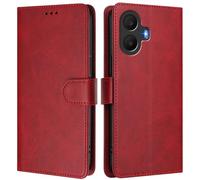 LMFULM® Étui pour TCL K70 5G T522A (6,75 Pouces) PU Cuir Couverture Portefeuille Coque Fermeture Magnétique Flip Case Support Protection Housse Rouge
