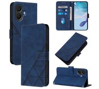 LMFULM® Étui pour TCL K70 5G T522A (6,75 Pouces) PU Magnétique Cuir Pochette Triangle Impression Support Protection Housse Rabattable Bleu