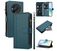 LMFULM® Étui pour TCL NxtPaper 60 Ultra T951K (7,2 Pouces) Lanière PU Cuir Couverture Eclair Portefeuille avec Support Coque Neuf Fente Protection Housse Vert Foncé