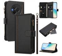 LMFULM® Étui pour TCL NxtPaper 60 Ultra T951K (7,2 Pouces) Lanière PU Cuir Couverture Eclair Portefeuille avec Support Coque Neuf Fente Protection Housse Noir