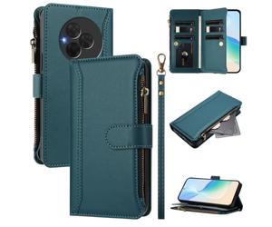LMFULM® Étui pour TCL NxtPaper 60 Ultra T951K (7,2 Pouces) Lanière PU Cuir Couverture Eclair Portefeuille avec Support Coque Neuf Fente Protection Housse Vert Foncé