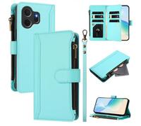 LMFULM® Étui pour TCL NxtPaper 70 Pro T807D (6,9 Pouces) Lanière PU Cuir Couverture Eclair Portefeuille avec Support Coque Neuf Fente Protection Housse Vert Menthe