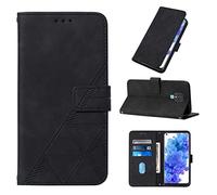 LMFULM® Étui pour Tecno Camon 16 (6,8 Pouces) PU Magnétique Pochette Cuir Housse Triangle Impression Rabattable Case Stent Fonction Cover Noir
