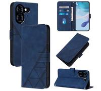 LMFULM® Étui pour Tecno Pova 5 LH7n (6,78 Pouces) PU Magnétique Cuir Pochette Triangle Impression Support Protection Housse Rabattable Bleu