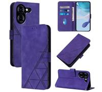 LMFULM® Étui pour Tecno Pova 5 LH7n (6,78 Pouces) PU Magnétique Cuir Pochette Triangle Impression Support Protection Housse Rabattable Pourpre