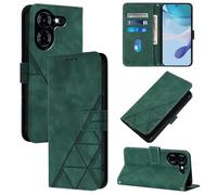 LMFULM® Étui pour Tecno Pova 5 LH7n (6,78 Pouces) PU Magnétique Cuir Pochette Triangle Impression Support Protection Housse Rabattable Vert
