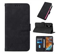 LMFULM® Étui pour Tecno Spark 8P (6,6 Pouces) PU Magnétique Pochette Cuir Housse Triangle Impression Rabattable Case Stent Fonction Cover Noir