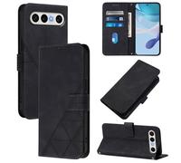 LMFULM® Étui pour Vivo S50 Pro Mini V2527A (6,31 Pouces) PU Magnétique Cuir Pochette Triangle Impression Support Protection Housse Rabattable Noir