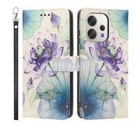 LMFULM® Étui pour Vivo V70 V2538 (6,59 Pouces) PU Cuir Couverture Portefeuille Coque Fleur de Lotus Motif Support Fonction Protection Style du Livre Housse