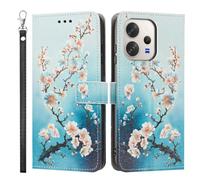 LMFULM® Étui pour Vivo V70 V2538 (6,59 Pouces) PU Cuir Couverture Portefeuille Coque Fleur de Prunier Motif Support Fonction Protection Style du Livre Housse