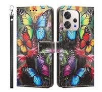 LMFULM® Étui pour Vivo V70 V2538 (6,59 Pouces) PU Cuir Couverture Portefeuille Coque Papillon Coloré Motif Support Fonction Protection Style du Livre Housse