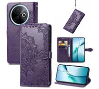 LMFULM® Étui pour Vivo Y39 (V2443, V2436) (6,68 Pouces) PU Magnétique Cuir Pochette Mandala Gaufrage Design Support Protection Housse Rabattable Pourpre