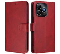 LMFULM® Étui pour Wiko Hi Enjoy 80S JLG-AN00 (6,56 Pouces) PU Cuir Couverture Portefeuille Coque Fermeture Magnétique Flip Case Support Protection Housse Rouge