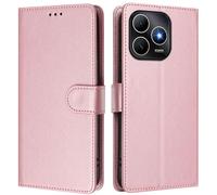 LMFULM® Étui pour Wiko Hi Enjoy 80S JLG-AN00 (6,56 Pouces) PU Cuir Couverture Portefeuille Coque Fermeture Magnétique Flip Case Support Protection Housse Or Rose