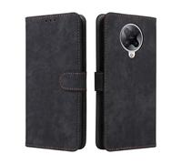 LMFULM® Étui pour Xiaomi Poco F2 Pro/Redmi K30 Pro/K30 Ultra/K30 Pro Zoom PU Cuir Couverture Brosses Antivol Portefeuille Coque Fermeture Magnétique Support Protection Housse Retro Givré Noir