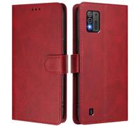LMFULM® Étui pour ZTE Blade A52 Lite (6,52 Pouces) PU Cuir Couverture Portefeuille Coque Fermeture Magnétique Flip Case Support Protection Housse Rouge