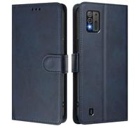 LMFULM® Étui pour ZTE Blade A52 Lite (6,52 Pouces) PU Cuir Couverture Portefeuille Coque Fermeture Magnétique Flip Case Support Protection Housse Bleu