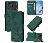 LMFULM® Étui pour ZTE Blade V80 Design Z2575 (6,75 Pouces) PU Magnétique Cuir Pochette Triangle Impression Support Protection Housse Rabattable Vert