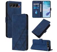 LMFULM® Étui pour ZTE Nubia Air Z2468N (6,78 Pouces) PU Magnétique Cuir Pochette Triangle Impression Support Protection Housse Rabattable Bleu
