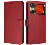 LMFULM® Étui pour ZTE Nubia Music 2 (6,7 Pouces) PU Cuir Couverture Portefeuille Coque Fermeture Magnétique Flip Case Support Protection Housse Rouge