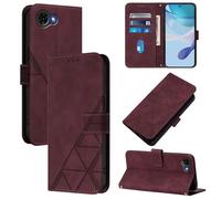 LMFULM® Étui pour ZTE Nubia S2e/ S2R/ S2 Lite A507ZT (6,7 Pouces) PU Magnétique Cuir Pochette Triangle Impression Support Protection Housse Rabattable Vin Rouge