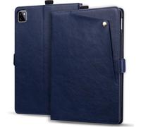 LMFULM® Tablet Étui pour Apple iPad Pro 11 1st/2nd/3rd/4th Gen 2018-2022 PU Cuir Ultra Mince Couverture Bouton de Poche Style avec Support Entreprise Portefeuille Protection Housse Bleu