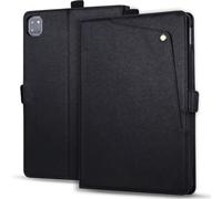 LMFULM® Tablet Étui pour Apple iPad Pro 12,9 3rd/4/5/6th Gen 2018-2022 PU Cuir Ultra Mince Couverture Bouton de Poche Style avec Support Entreprise Portefeuille Protection Housse Noir