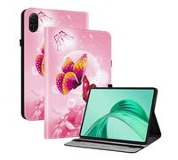 LMFULM® Tablet Étui pour Honor Pad X8a (11 Pouces) PU Cuir Couverture Portefeuille avec Support Housse Coque Protection Papillon Rose Motif