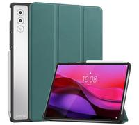 LMFULM® Tablet Étui pour Lenovo Yoga Tab Plus ZAEG0096US (12,7 Pouces) PU Cuir Flip Coque Couverture Mince et Léger Sommeil/Réveil Auto Protection Support Housse Vert Foncé