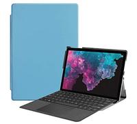 LMFULM® Tablet Étui pour Microsoft Surface Pro 7 / Pro 6 / Pro 5 / Pro 4 (12,3 Pouces) PU Cuir Flip Coque Couverture Smart Shell Mince et Léger Protection Stand Housse Bleu Clair