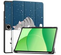 LMFULM® Tablet Étui pour Oppo Pad SE (OPD2417) (11 Pouces) PU Cuir Flip Coque Couverture Mince et Léger Sommeil/Réveil Auto Protection Support Housse Chat Paresseux Motif