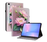 LMFULM® Tablet Étui pour Samsung Galaxy Tab S10 FE+ SM-X620/X626 (13,1 Pouces) PU Cuir Couverture Portefeuille avec Support Housse Coque Protection Fleur de Lotus Motif