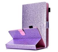 LMFULM® Universal Étui pour Tout 9-10 Pouces Tablet Bling Bling Glitzer PU Cuir Poche Cas Flip Coque Protection avec Stand Housse Case Violet