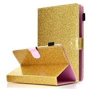 LMFULM® Universal Étui pour Tout 9-10 Pouces Tablet Bling Bling Glitzer PU Cuir Poche Cas Flip Coque Protection avec Stand Housse Case Or