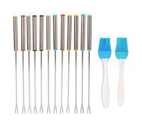 LMHHMIN 12 pièces 24 cm fourchettes à fondue bâtons à fondue à main en acier inoxydable avec poignée résistante à la chaleur outils de cuisine