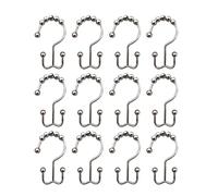 LMHHMIN 12 pièces crochets de rideau de douche anneaux résistant à la rouille crochets de douche à Double glissement en acier inoxydable pour salle de bain