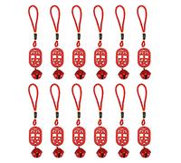 LMHHMIN 12 pièces pendentif cloche 15.5 cm de haut pendentif mot rouge en bois ornement pour porte d'arbre de noël décoration de la maison