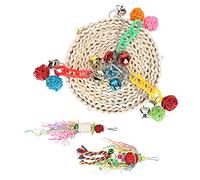 LMHHMIN 3 pièces Ensemble de Jouets pour perroquets Support Suspendu balançoires Jouets à mâcher pour Oiseaux décor Pendentif en Boule de rotin