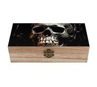 LMHLDSC Boîte de rangement rétro en bois massif - Motif tête de mort effrayante - Boîtes de rangement pour bijoux et travaux manuels