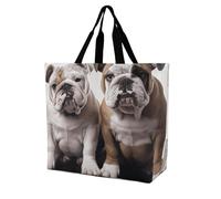 LMHLDSC Lot de 2 sacs d'épicerie pliables et réutilisables Motif bouledogue